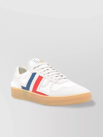 LANVIN RUBBER SOLE LEATHER MESH PANELLED SUEDE SNEAKERS