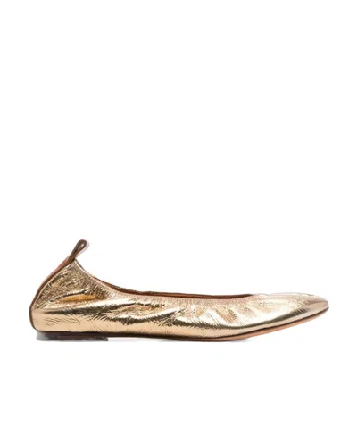 LANVIN LANVIN RUCHED DETAIL METALLIC BALLERINA SHOES