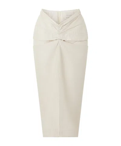 Lanvin Ruched-detail Midi Skirt In White