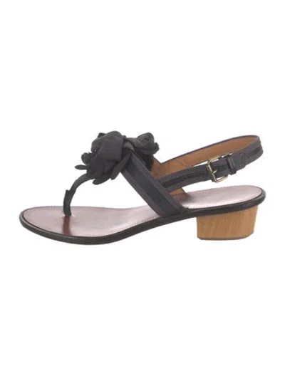 Pre-owned Lanvin Ruffle Embellishment Sandals In Black