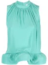 Lanvin Ruffle-hem Blouse In Green