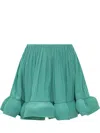 Lanvin Minirock Aus Charmeuse Mit Raffungen Und Volant In Green