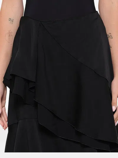 Lanvin Ruffled Asymmetric Midi Skirt In Black