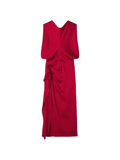 Lanvin Ruffled Draped Maxi Dress In Red