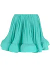 Lanvin Ruffled Flared Miniskirt In Green