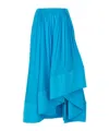 Lanvin Midi Skirt With Asymmetrical Hem And Pleated Design In Blue
