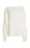 Lanvin Ruffled Silk Blend Blouse In White