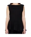 Lanvin Flared Sleeveless Peplum Top In Black
