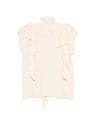 Lanvin Ruffled Tie Blouse In Neutral