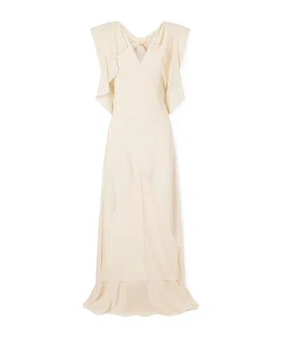 Lanvin Ruffled Silk-georgette Gown In White