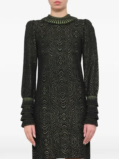 Lanvin Ruffled-trim Mini Dress In Black