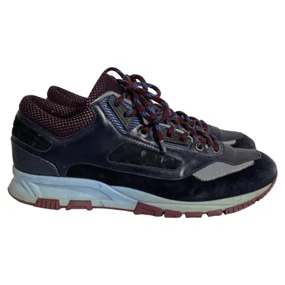Lanvin Runners Ds Sneakers In Blue Suede And Leather