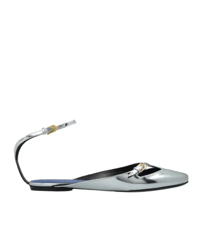 Lanvin Rutenium Mary-jane Ballerinas In Silver