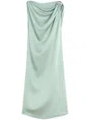 Lanvin Draped Mini Dress With Elegant Detailing In Green
