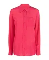 Lanvin Button-down Silk Shirt With Long Sleeves In Red