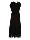 Lanvin Safety-pin Fringed Midi Dress In Black