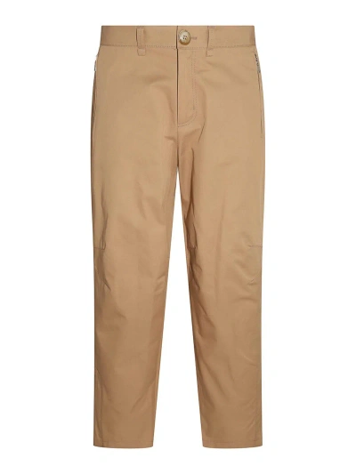 LANVIN SAND COTTON AND WOOL BLEND PANTS