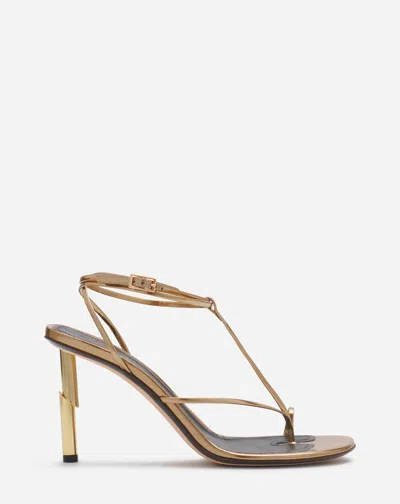 Lanvin 95mm Sequence Metallic Leather Sandals In Gold