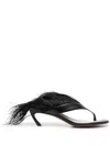 Lanvin Feather Swing 65 Leather Sandals In Black