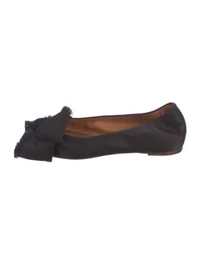 Pre-owned Lanvin Satin Ballet Flats In Black