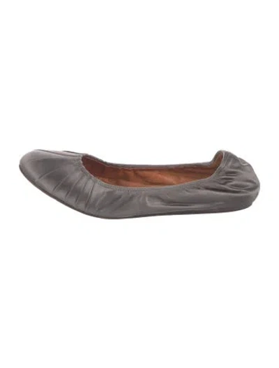 Pre-owned Lanvin Satin Ballet Flats In Gray