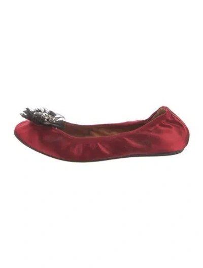Pre-owned Lanvin Satin Ballet Flats In Red