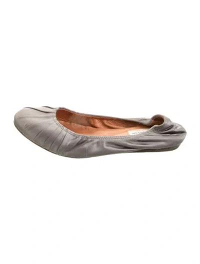 Pre-owned Lanvin Satin Ballet Flats In Silver