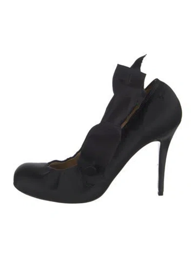 Pre-owned Lanvin Satin Bow Accents Pumps In Black