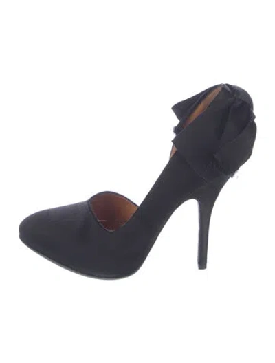 Pre-owned Lanvin Satin Bow Accents Pumps In Blue