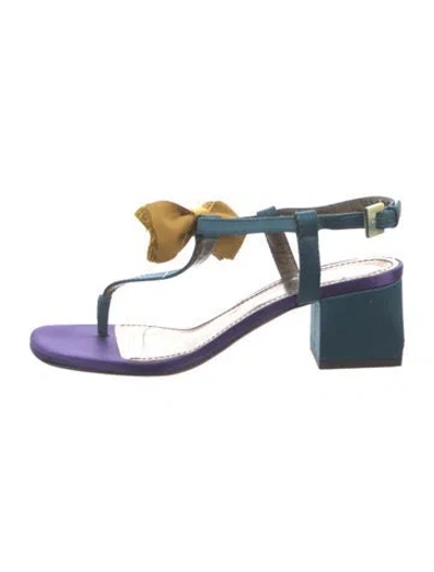 Pre-owned Lanvin Satin Bow Accents Sandals In Purple