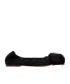 Lanvin Satin Bow Ballet Flats In Black
