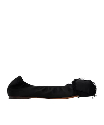 LANVIN SATIN BOW BALLET FLATS
