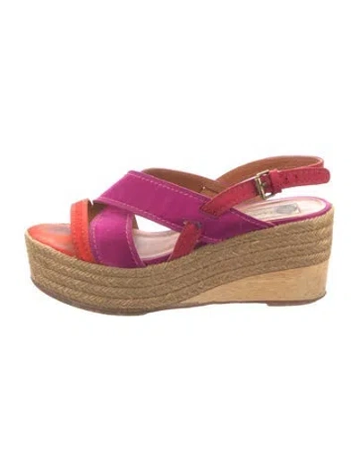 Pre-owned Lanvin Satin Braided Accents Sandals In Purple
