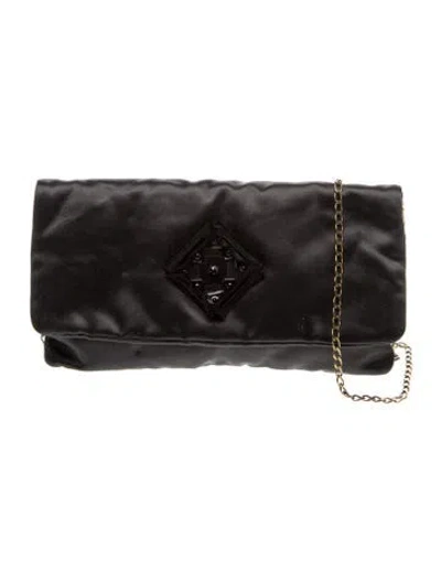 Pre-owned Lanvin Satin Clutch In Black