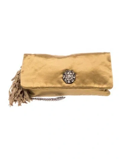 Pre-owned Lanvin Satin Clutch In Green