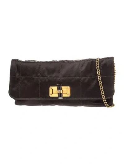 Pre-owned Lanvin Satin Crossbody Bag In Black
