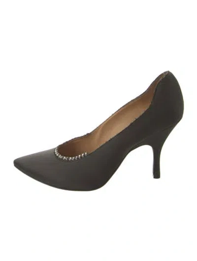 Pre-owned Lanvin Satin Crystal Embellishments Pumps In Black