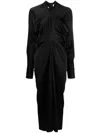 Lanvin Midi Dress With Twisted Kimono Sleeves In Black