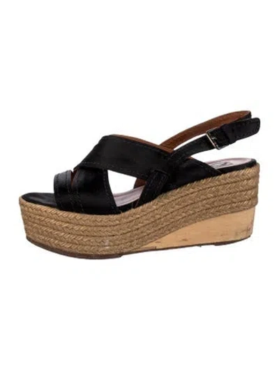 Pre-owned Lanvin Satin Espadrilles In Black