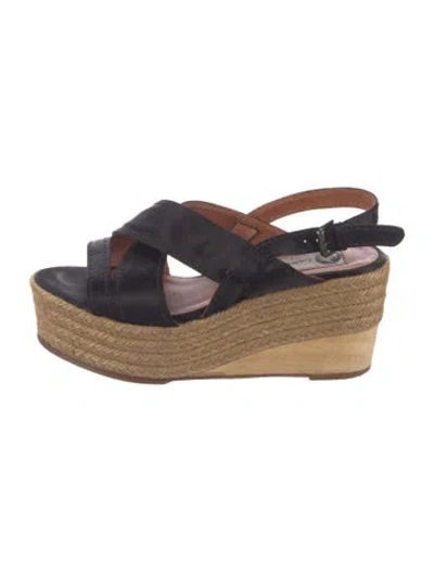 Pre-owned Lanvin Satin Espadrilles In Black