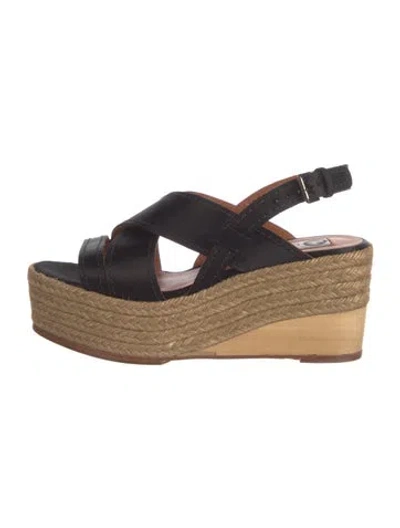 Pre-owned Lanvin Satin Espadrilles In Black