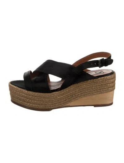 Pre-owned Lanvin Satin Espadrilles In Black