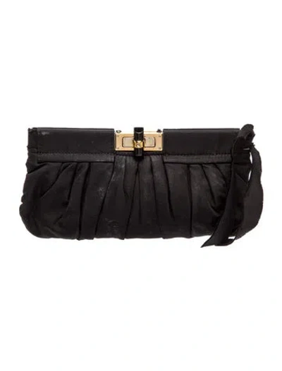 Pre-owned Lanvin Satin Evening Bag In Black