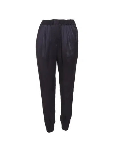 Pre-owned Lanvin Satin Lace Trousers In Blue