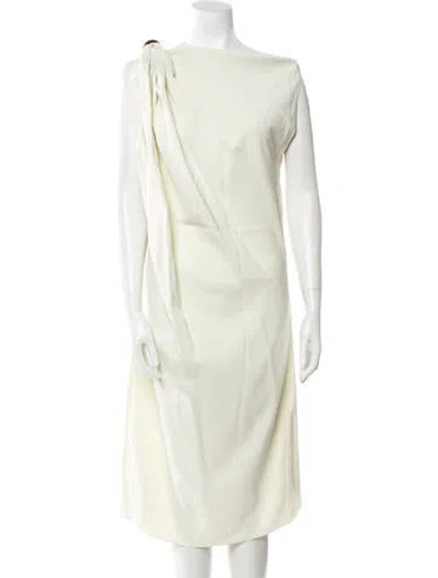 Pre-owned Lanvin Satin Midi Length Dress In Neutral
