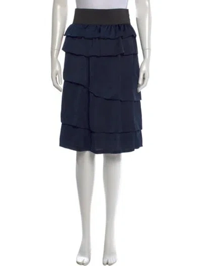 Pre-owned Lanvin Satin Midi Length Skirt In Blue