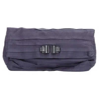 Lanvin Satin Pleated Fabric Silver Buckle Foldover Clutch Bag In Purple