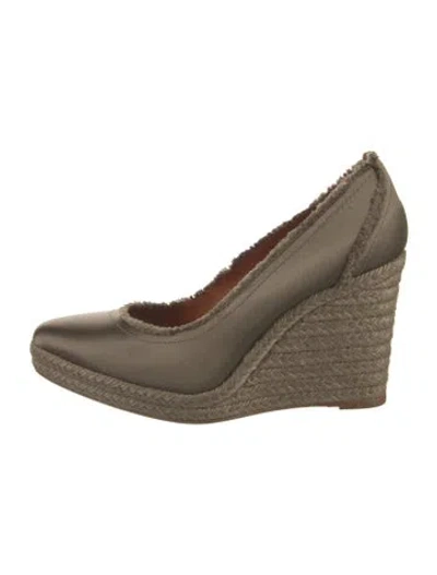 Pre-owned Lanvin Satin Raw-edge Trim Pumps In Brown