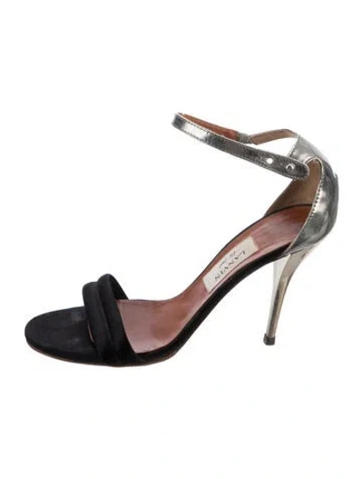 Pre-owned Lanvin Satin Sandals In Black