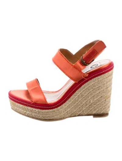 Pre-owned Lanvin Satin Sandals In Orange